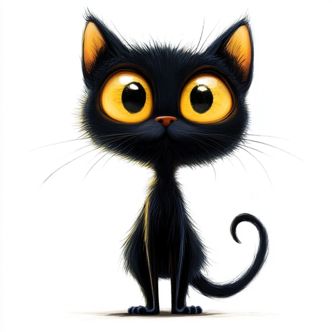 站立黑猫卡通角色