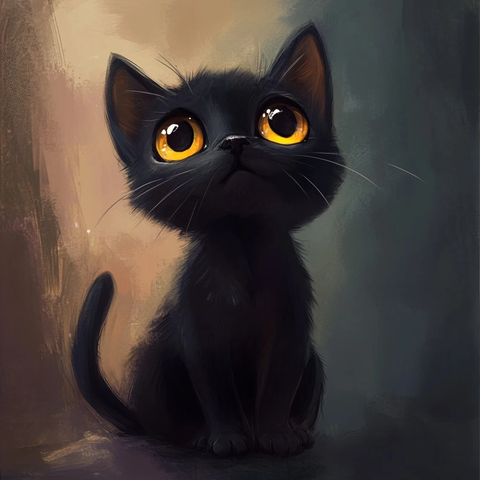 黑猫抬头望双眼明亮