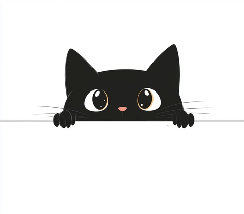 黑猫可爱探头插画