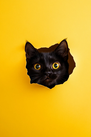 黑色猫咪纸洞探头