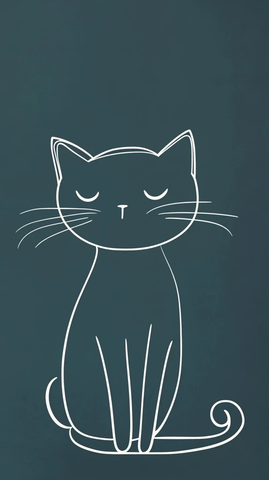 白色线条绘制猫咪插画