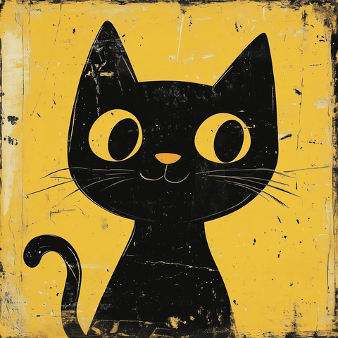 剪纸风格报纸色卡通猫头