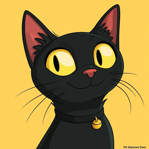 调皮黑猫玩味微笑卡通形象