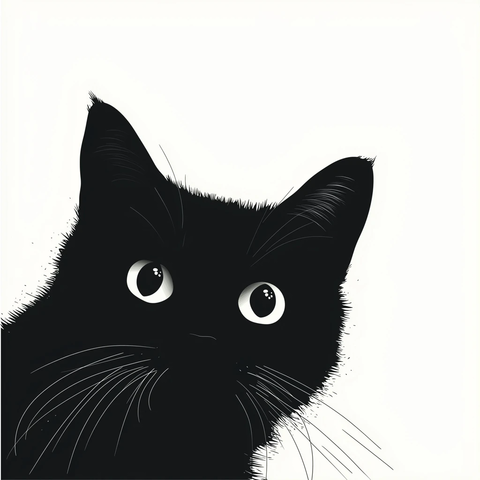 黑猫圆弧轮廓矢量图