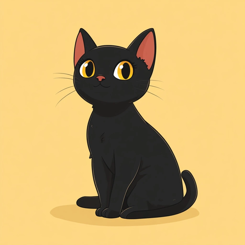 短毛猫侧面卡通线条画