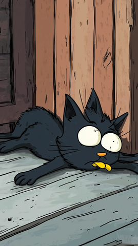 辛普森家黑猫躺地闭眼