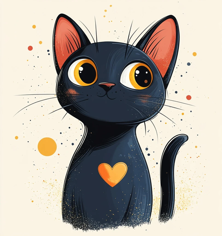 黑猫微笑矢量插画