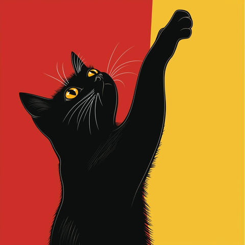 黑色猫咪攀爬矢量插画