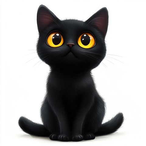 黑猫黄眼卡通全身像