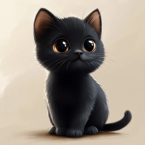 黑色小猫卡通坐姿