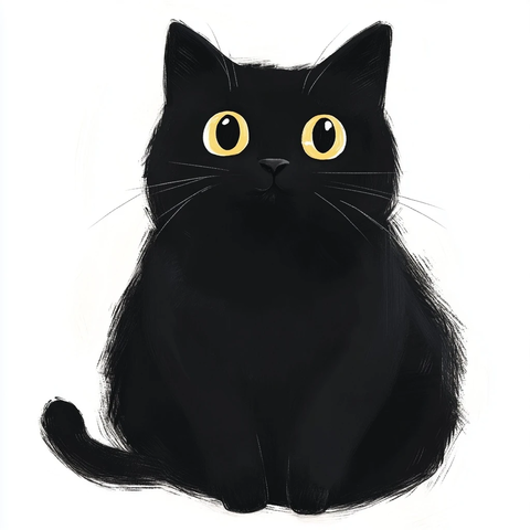 黑色小猫卡通简笔画