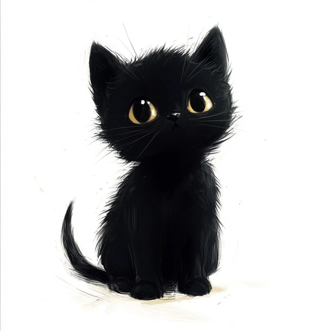 黑猫小猫全身简笔画