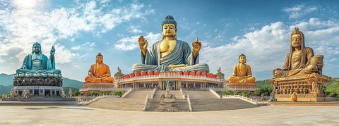大型佛像雕塑群全景