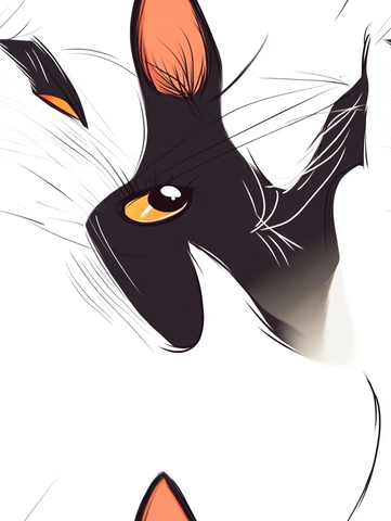 日式简约猫头卡通插画