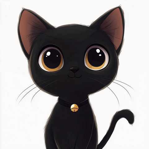 大眼睛黑猫卡通形象
