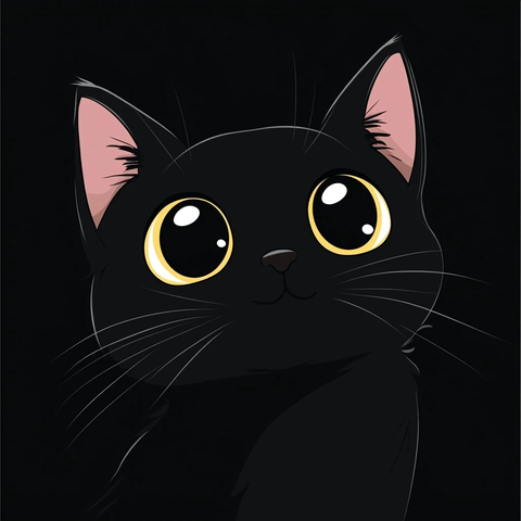 黑猫大眼睛微笑可爱