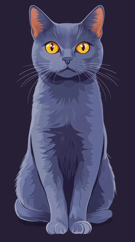 蓝猫英短全身像扁平设计