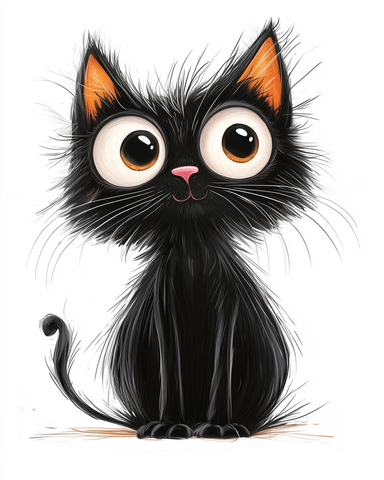 夸张表情黑猫粉鼻橙耳