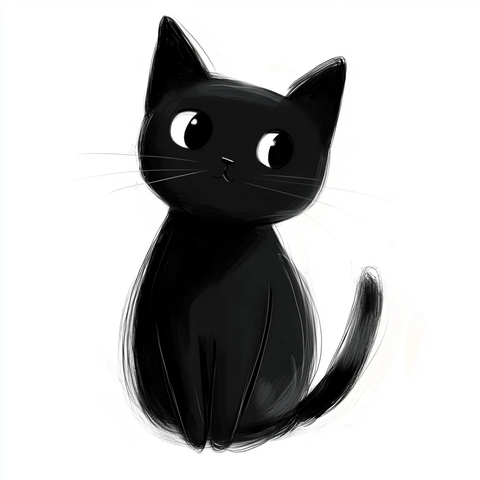 黑猫简笔画白底