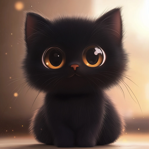 可爱黑猫脸大眼睛动画