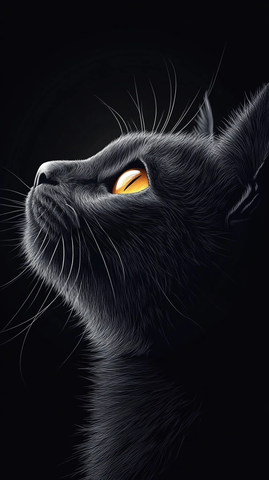 黑猫侧影轮廓清晰