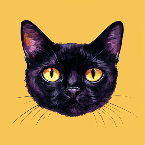 万圣节黑猫面具插画