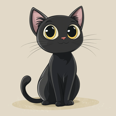 大眼睛猫咪全身像插画