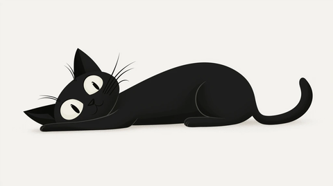 黑猫侧躺玩耍设计