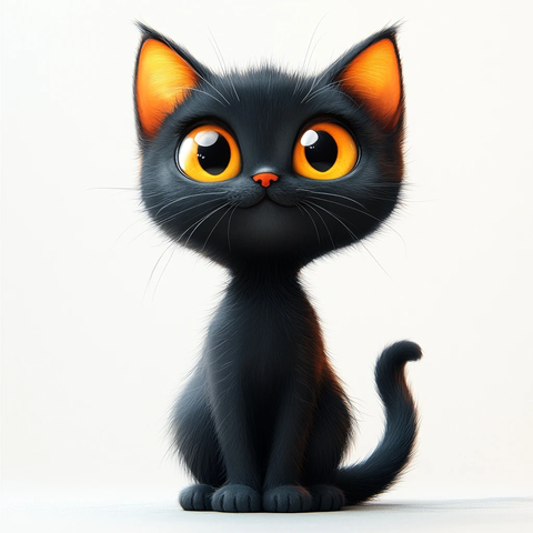 黑猫伸颈窥视尾巴卷曲