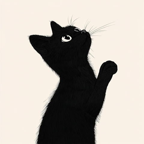 黑猫侧面全身插画