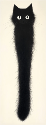 黑猫尾巴白眼睛顶视图