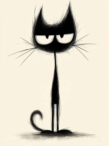 简约猫影长尾小猫