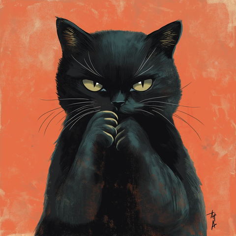 黑猫美甲表情冷酷