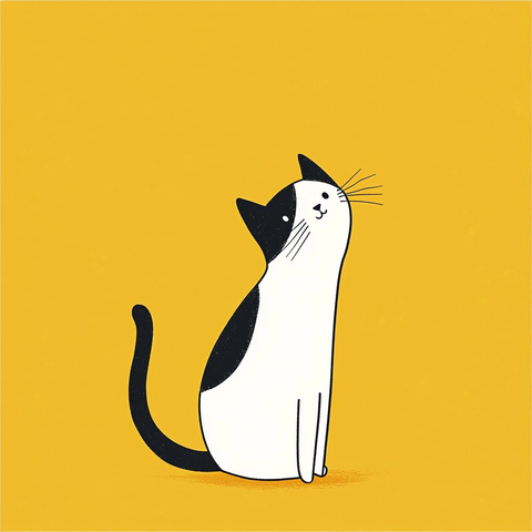 猫咪尾巴伸展插画设计