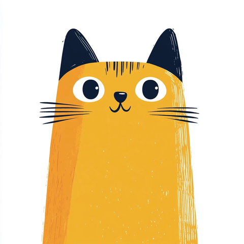 大头猫小身大眼平面矢量图