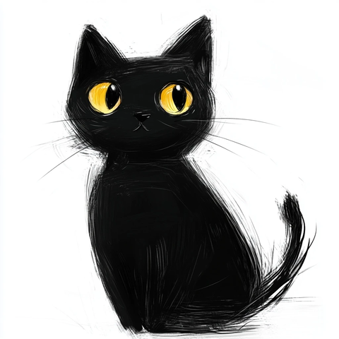 黑色小猫简笔画