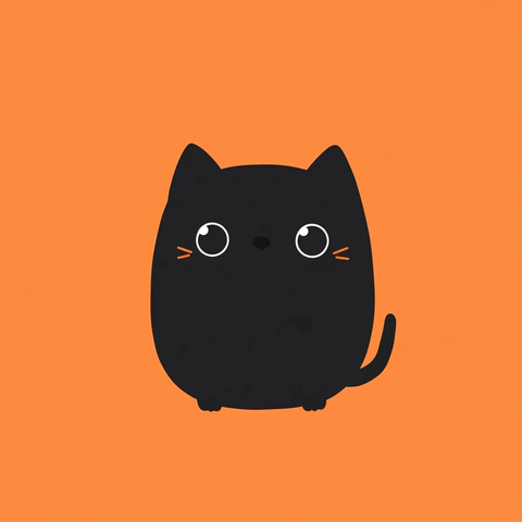 小黑猫简单插画