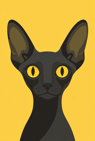 黄色背景猫头鹰眼睛耳朵