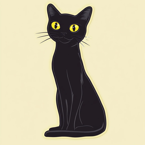 黑猫全身像黄绿眼