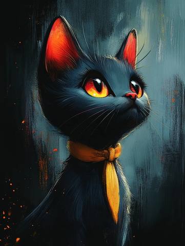 抽象猫贴纸发光红眼