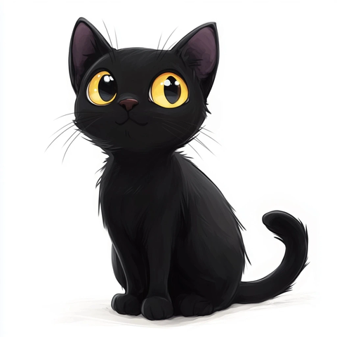 黑猫全身像动漫风格