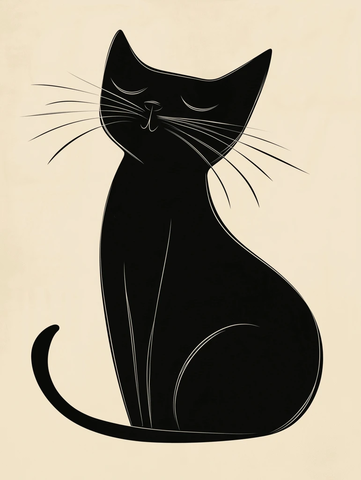 黑白线条猫艺术