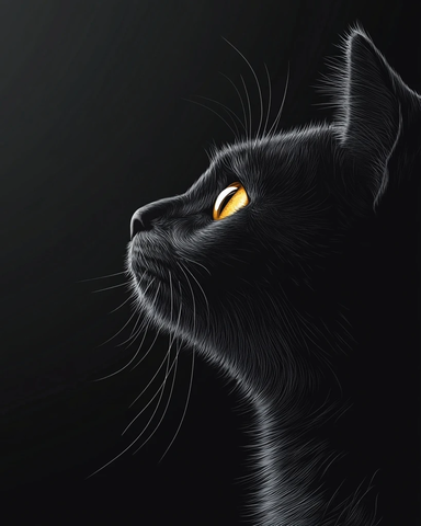 黑猫剪影侧脸轮廓