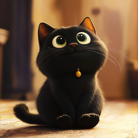 黑猫举足远望半侧视角