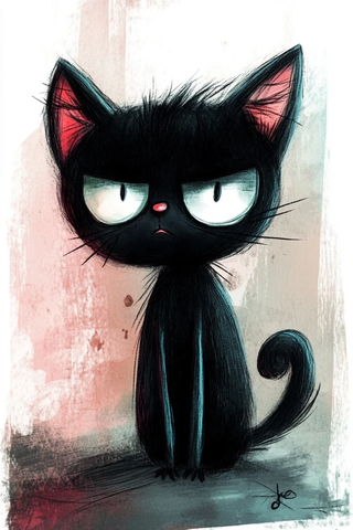 黑猫插画白色背景