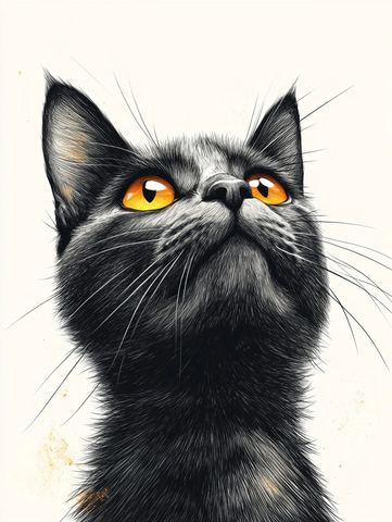 坐姿猫形线条画