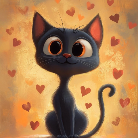 勇敢猫咪与彩色爱心