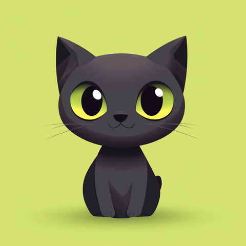 黑猫电脑前专注表情矢量图