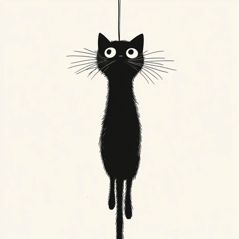 黑猫攀爬垂直伸展