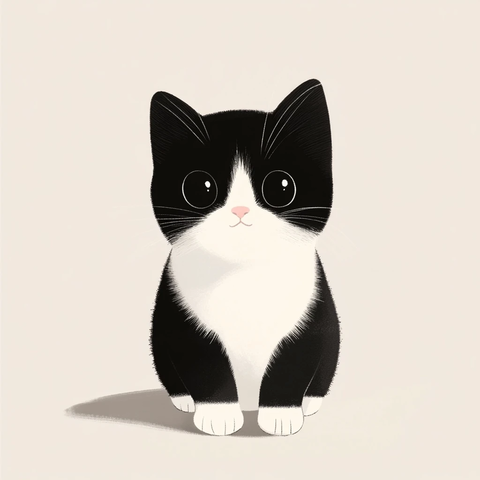 黑白小猫软毛胸前白斑